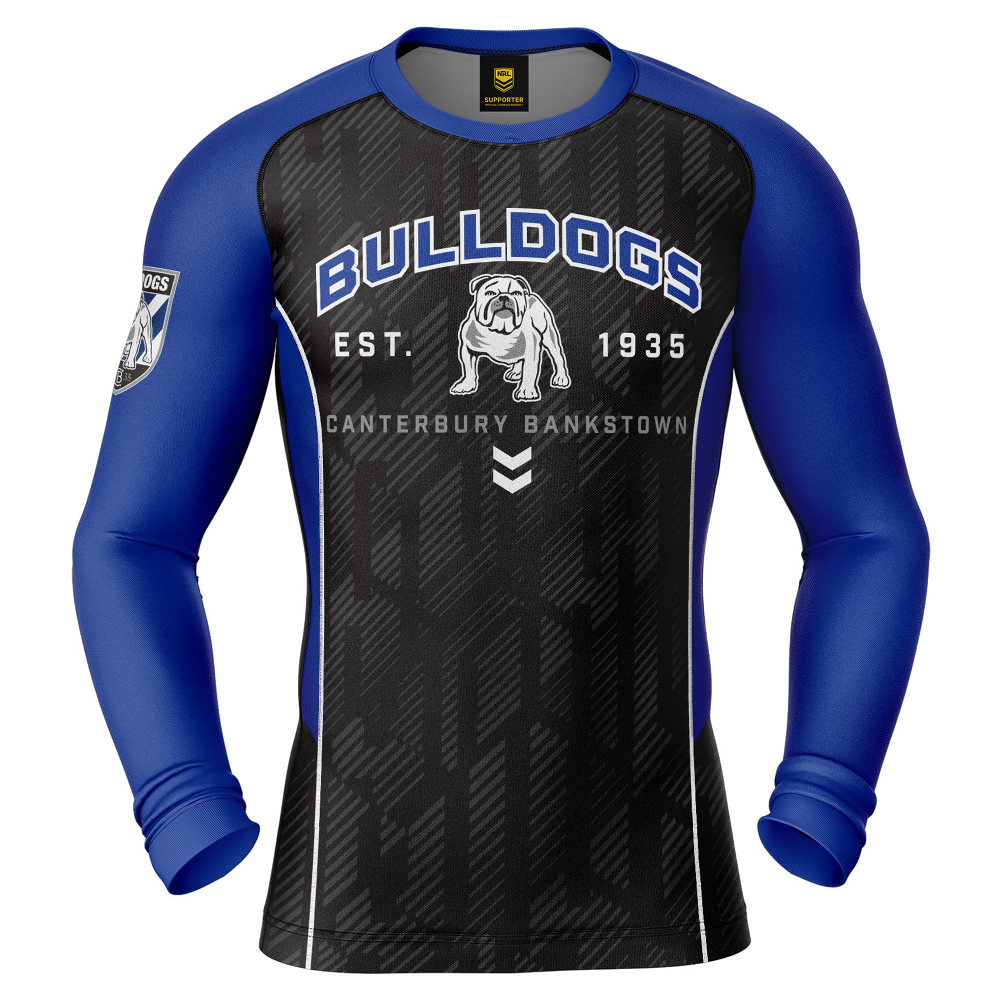 Nrl Bulldogs 'blocker' Long Sleeve Rash Vest - Adult 