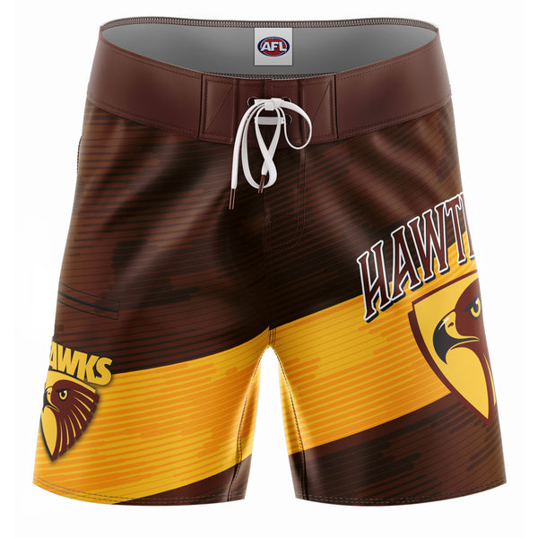 AFL Hawthorn 'Barrel' Board Shorts - Adult