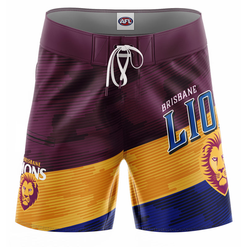 AFL Brisbane Lions 'Barrel' Board Shorts - Adult