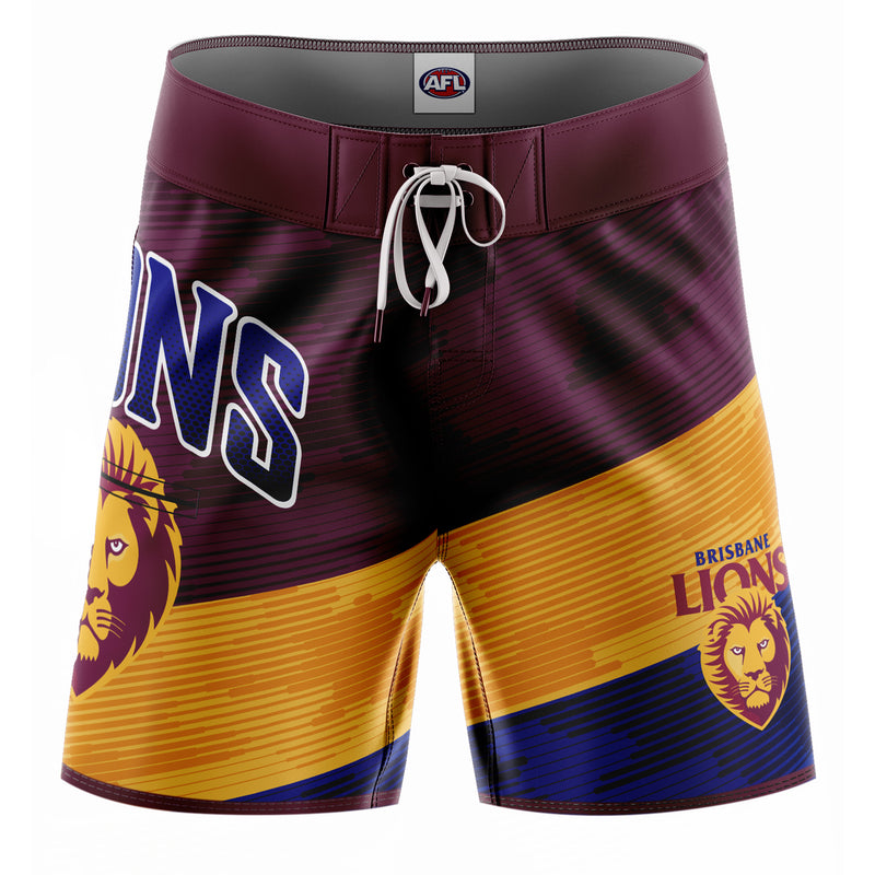 AFL Brisbane Lions 'Barrel' Board Shorts - Adult - Ashtabula