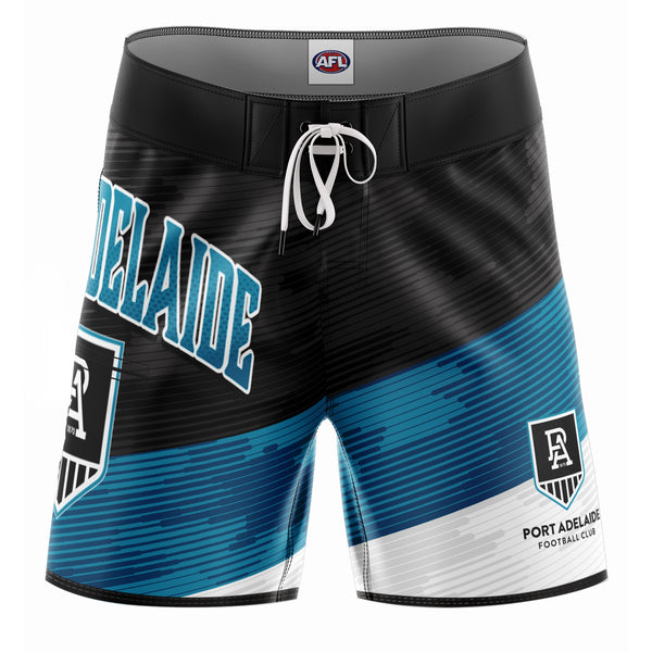 AFL Port Adelaide 'Barrel' Board Shorts - Youth - Ashtabula