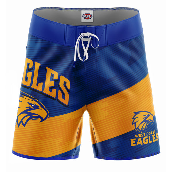 AFL West Coast Eagles 'Barrel' Board Shorts - Adult - Ashtabula