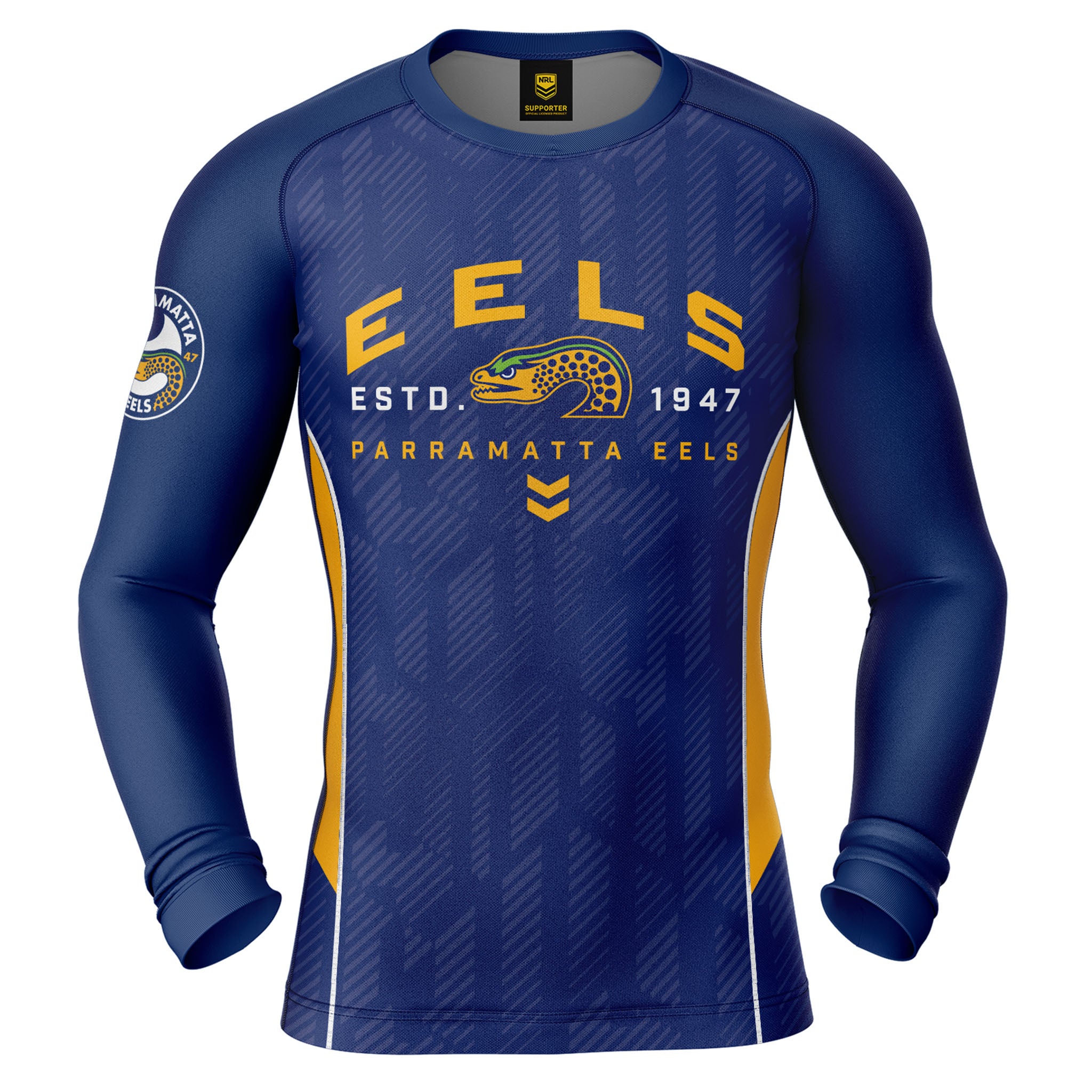 NRL Eels 'Blocker' Long Sleeve Rash Vest - Adult | Ashtabula