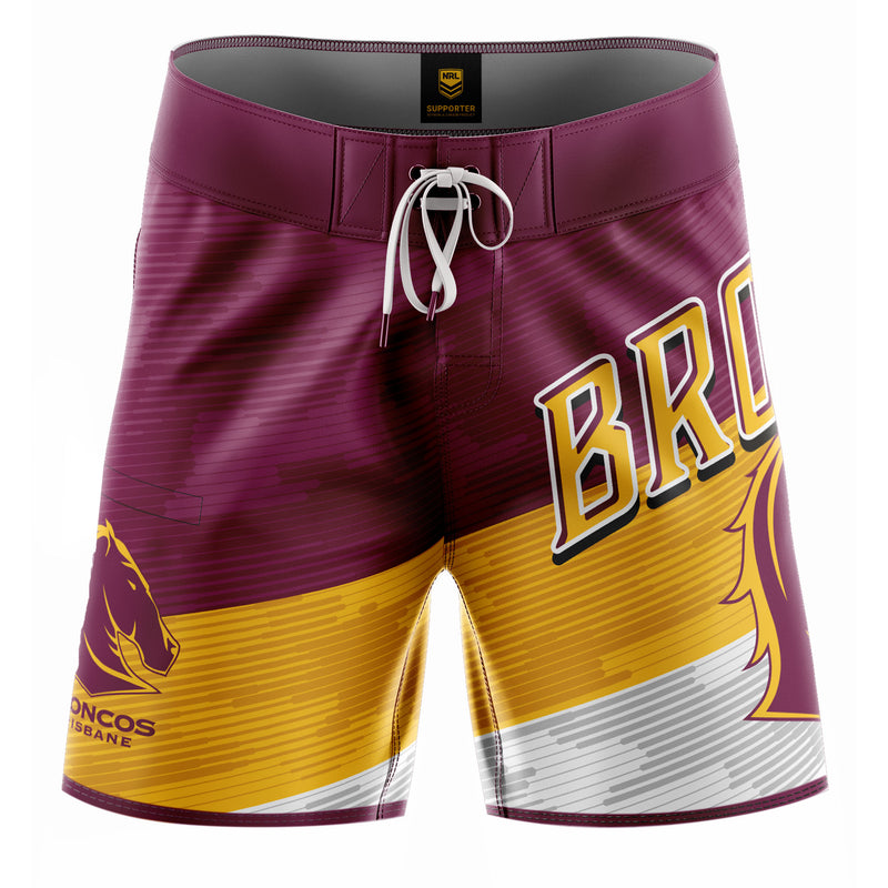 NRL Broncos 'Barrel' Board Shorts - Youth - Ashtabula