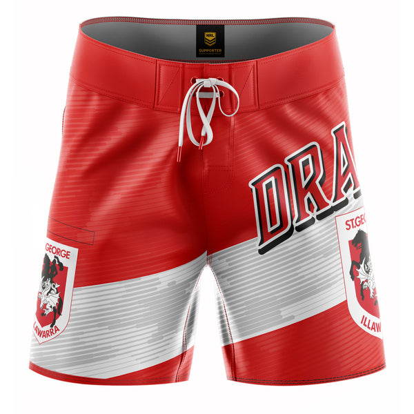 NRL Dragons 'Barrel' Board Shorts - Ashtabula