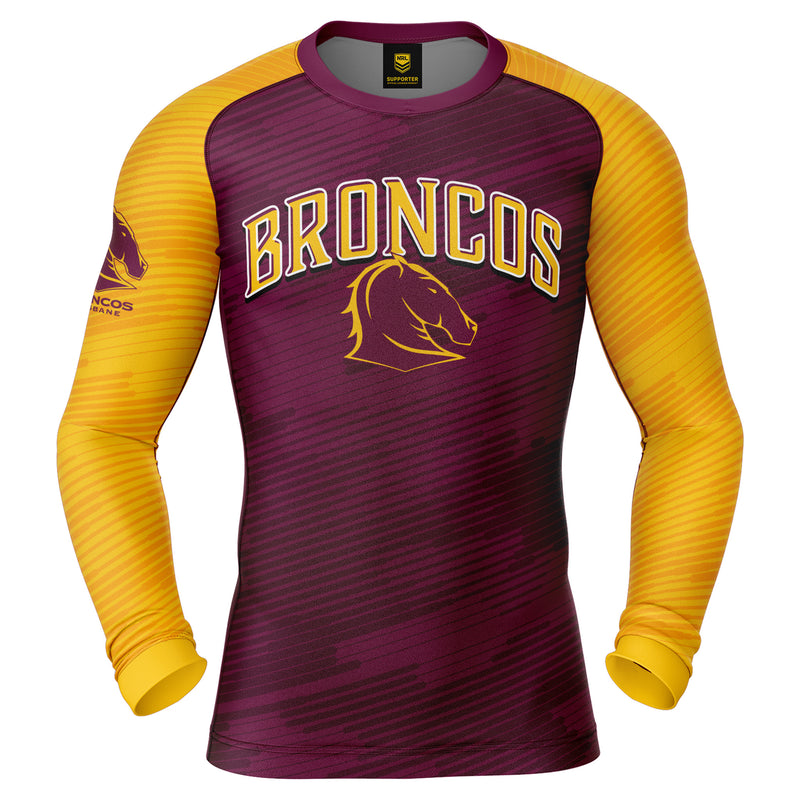 NRL Broncos 'Barrel' Rash Vest - Adult