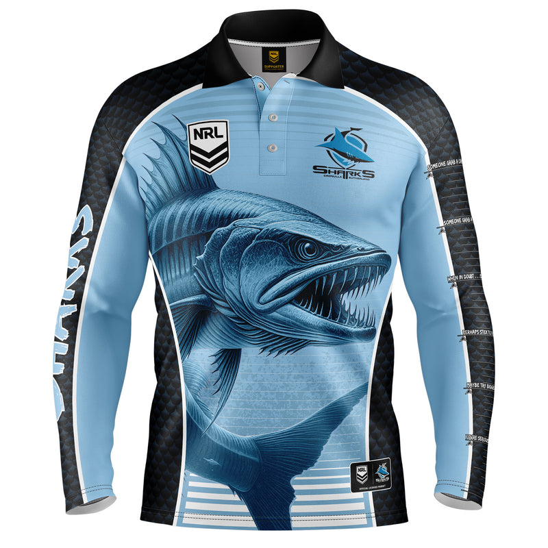 NRL Sharks 'Barracuda' Fishing Shirt - Adult