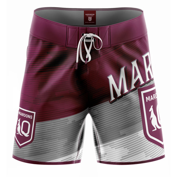 QLD Maroons 'Barrel' Board Shorts - Youth - Ashtabula