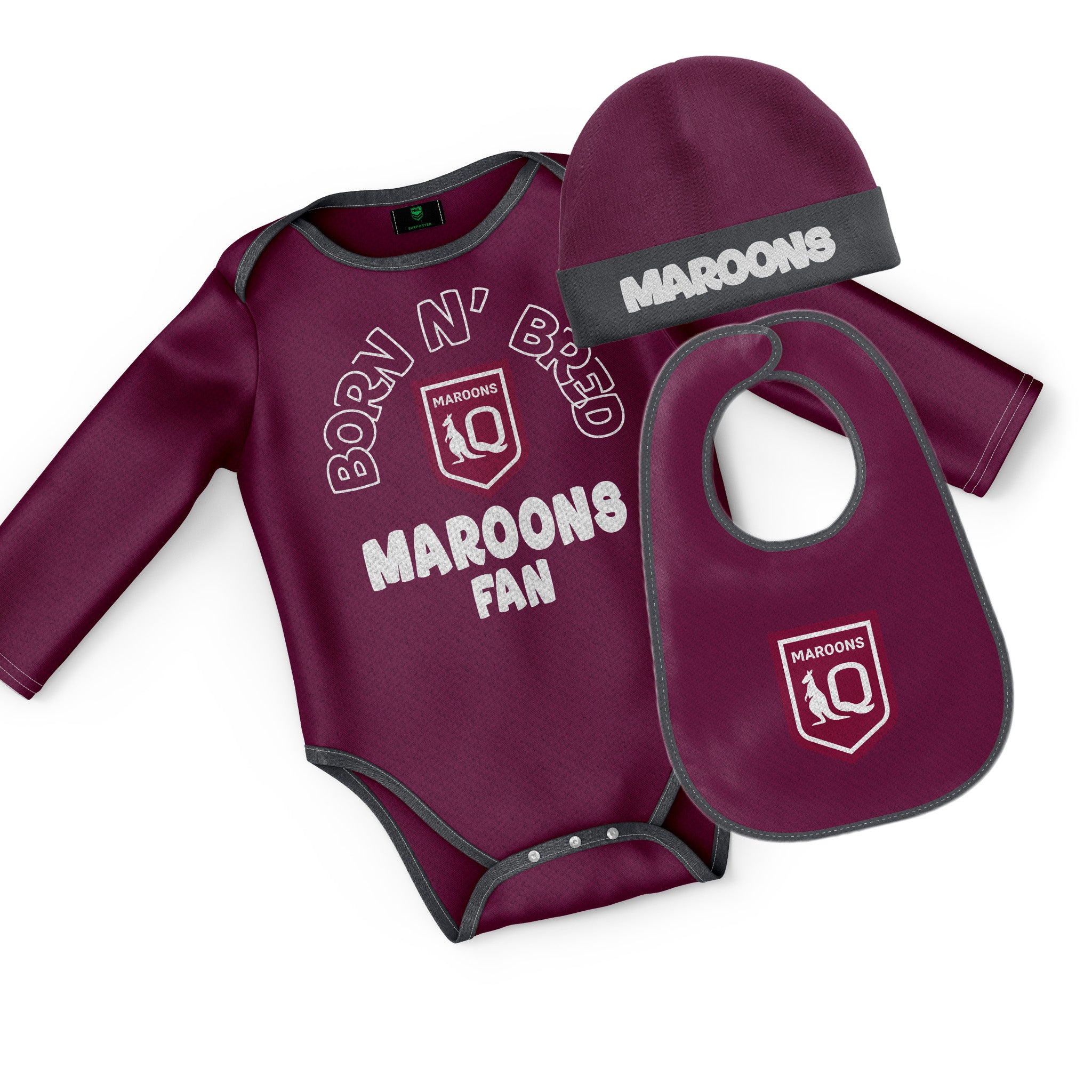 QLD Maroons 3pc Infant Gift Set - 'Born & Bred' | Ashtabula