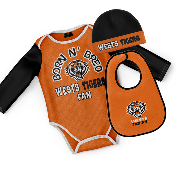 NRL Wests Tigers 3pc Infant Gift Set - 'Born & Bred' - Ashtabula