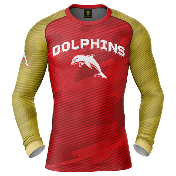 NRL Dolphins 'Barrel' Rash Vest  - Adult